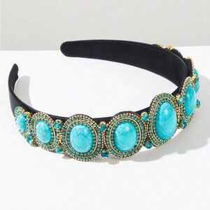 Beaded fake turquoise headband